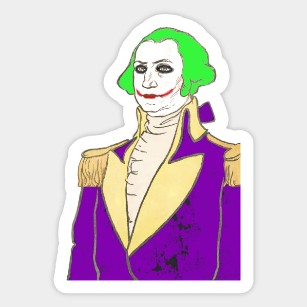 First president George Washington clown makeup anarchy society Sticker by Captain-Jackson